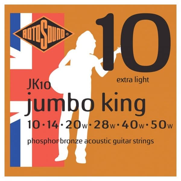 Rotosound JK10 Jumbo King Phosphor Bronze Acoustic Guitar Strings Extra Lights 10-50