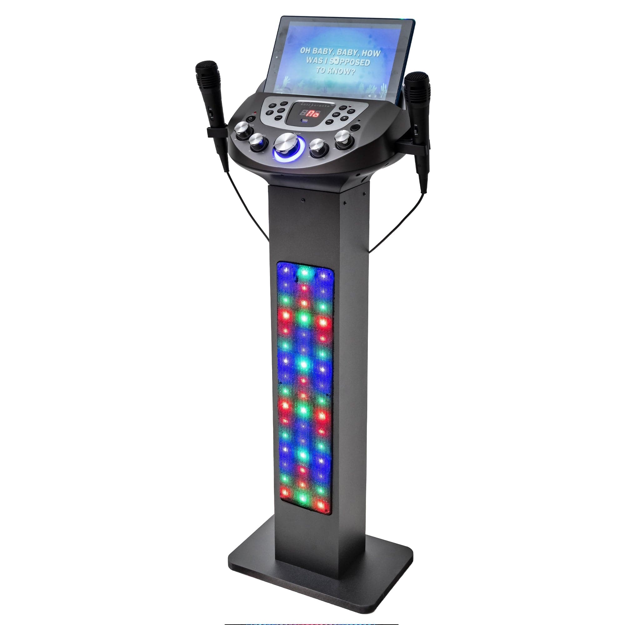 Easy Karaoke Smart Bluetooth® Pedestal Karaoke System with Light Effects + 2 Mics