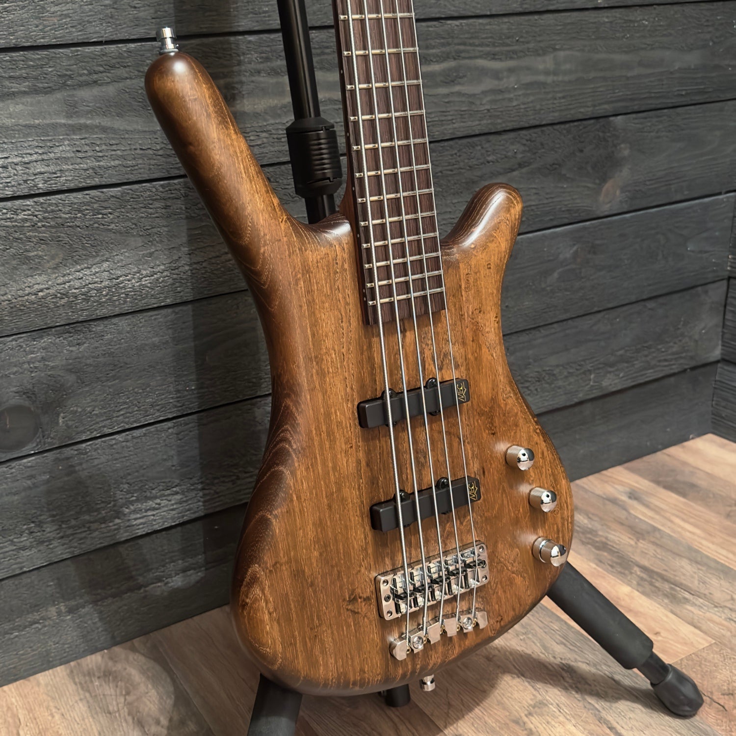 Warwick German Pro Series Corvette Standard Ash 5 String Active Satin Electric Bass Guitar - Antique Tobacco Transparent