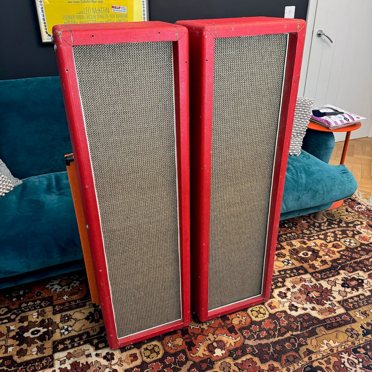 Vintage 1960s Marshall 4x10 Custom Colour Red Speaker Columns