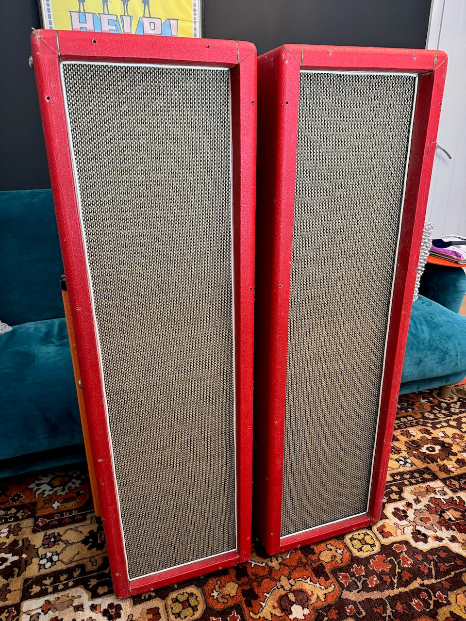 Vintage 1960s Marshall 4x10 Custom Colour Red Speaker Columns