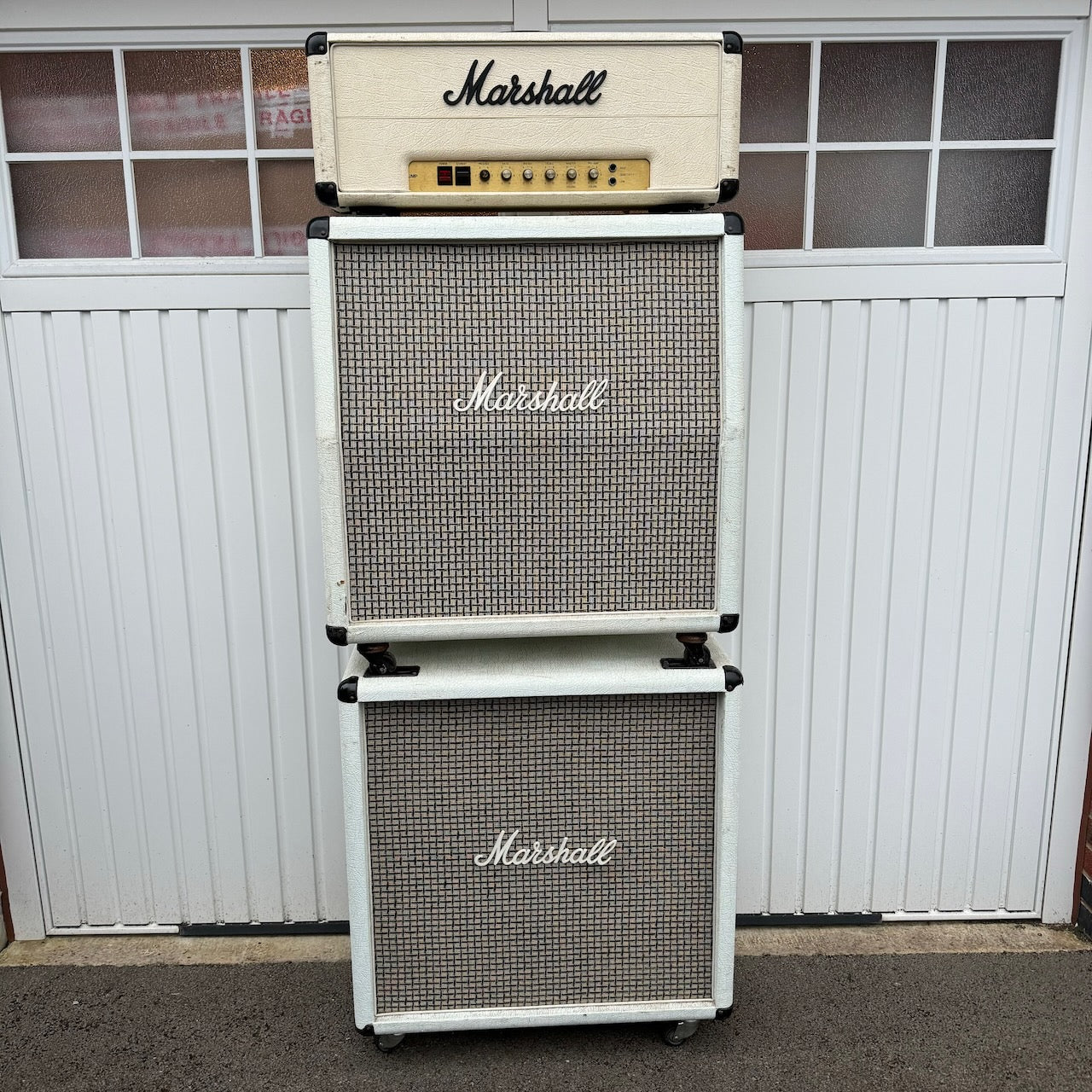 Vintage 1977 Marshall 100w Lead 2203 White Amplifier Full Stack