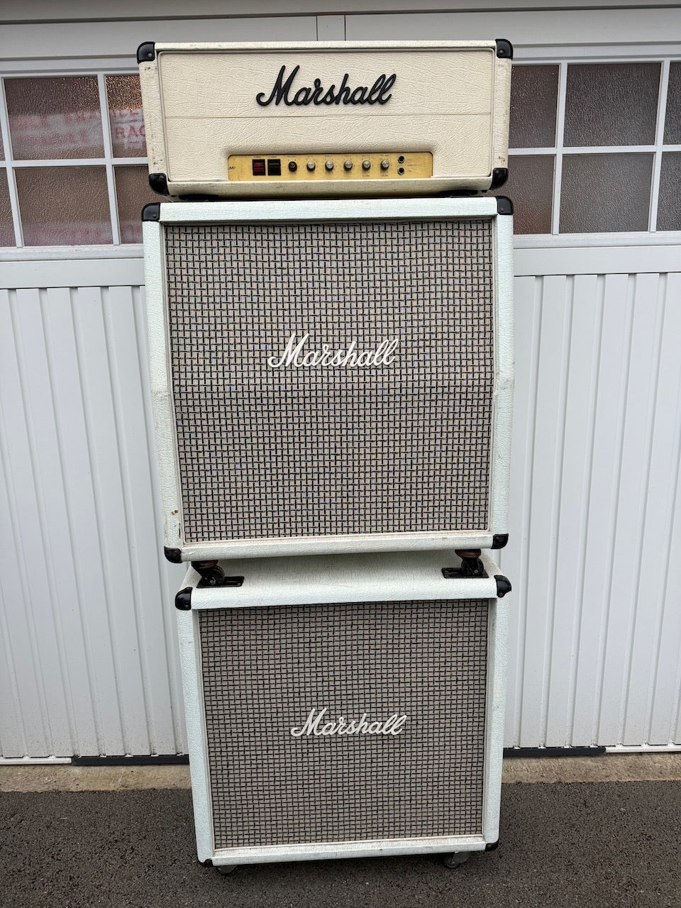 Vintage 1977 Marshall 100w Lead 2203 White Amplifier Full Stack