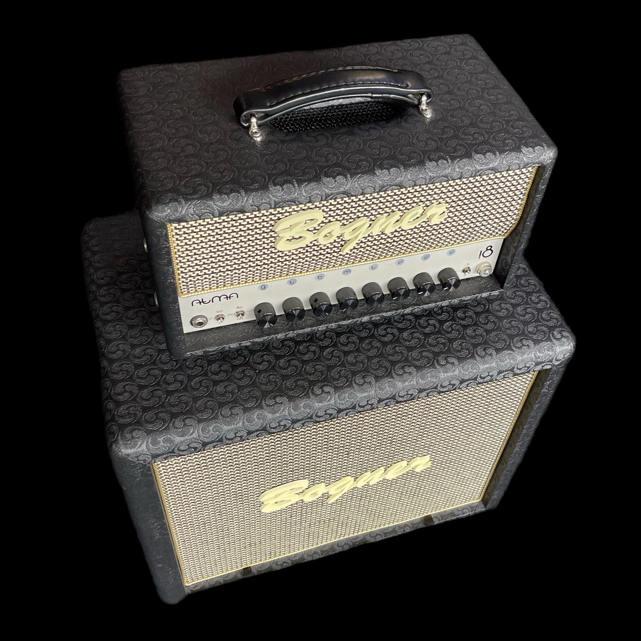 Bogner Atma  Ecstasy Wood Shell 18 Watt Head + Bogner 112CP 'Cube' Closed Back Cabinet Ported Comet/Salt and Pepper