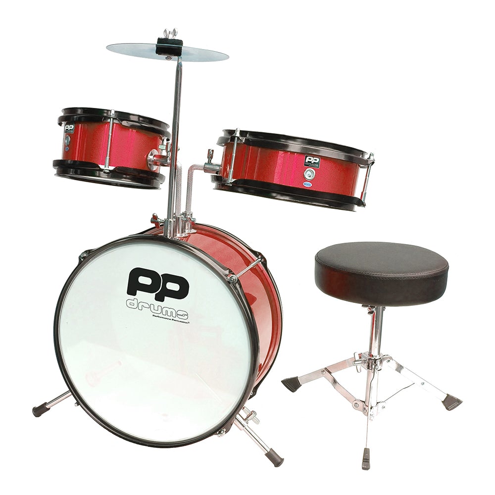 PP Drums Junior 3 Piece Drum Kit ~ Metallic Red