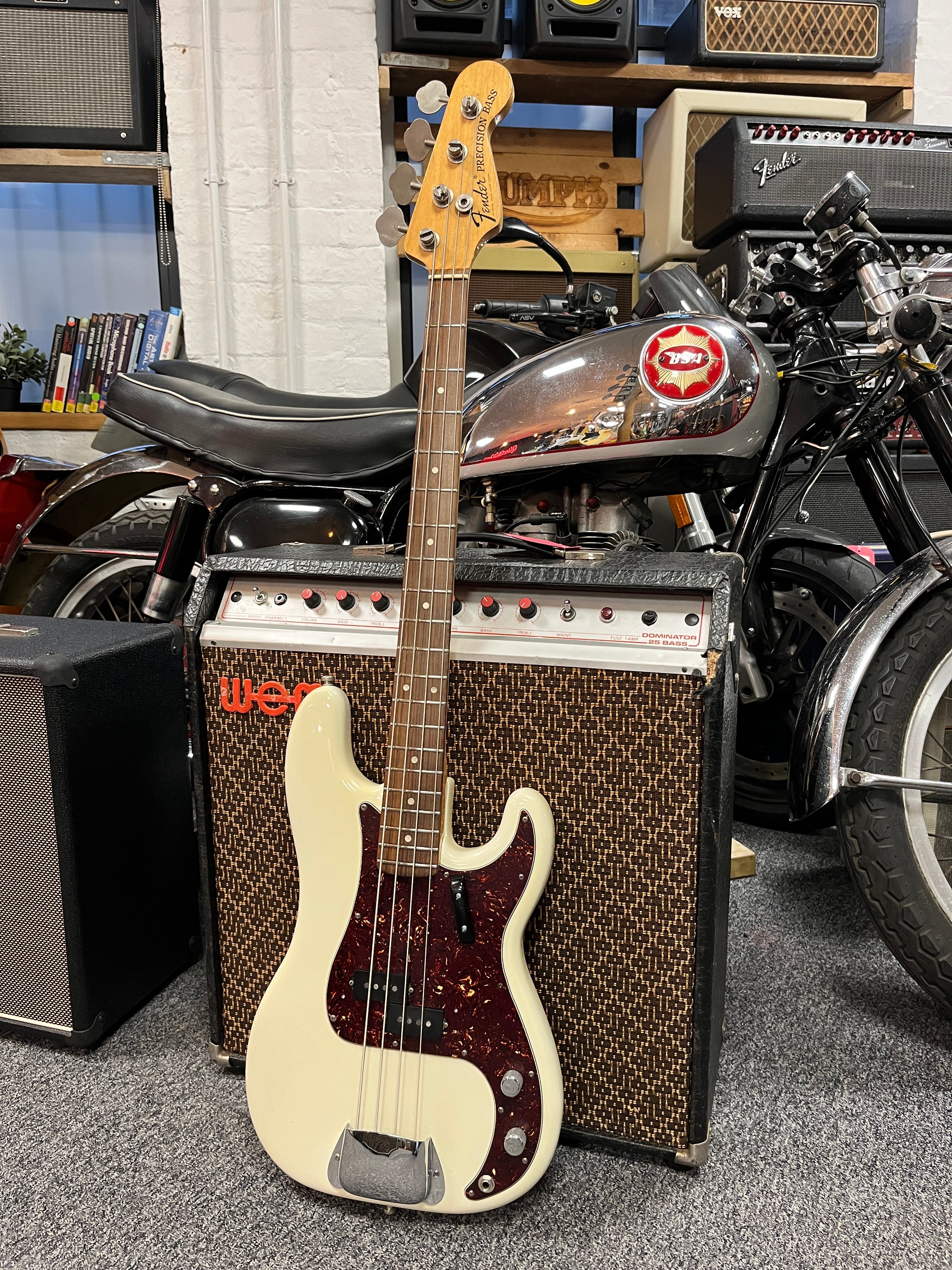 1973 Fender Precision Bass with Maple Fretboard Olympic White Nitro Refin