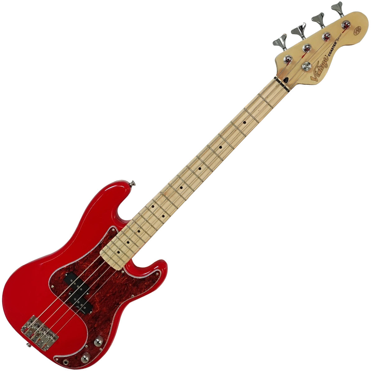 Vintage V30 Maple 7/8 Size Coaster Series Bass Guitar ~ Gloss Red