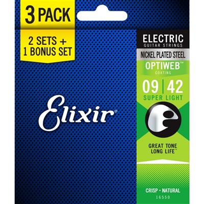 Elixir Optiweb 09-42 Super Light Guitar Strings - Triple Pack