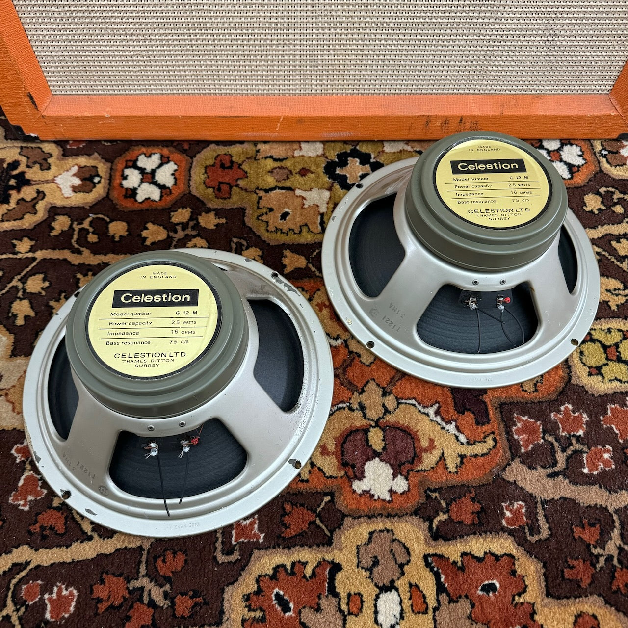 Pair 2x Vintage 1968 Celestion G12M Greenback 25w T1221 Speaker