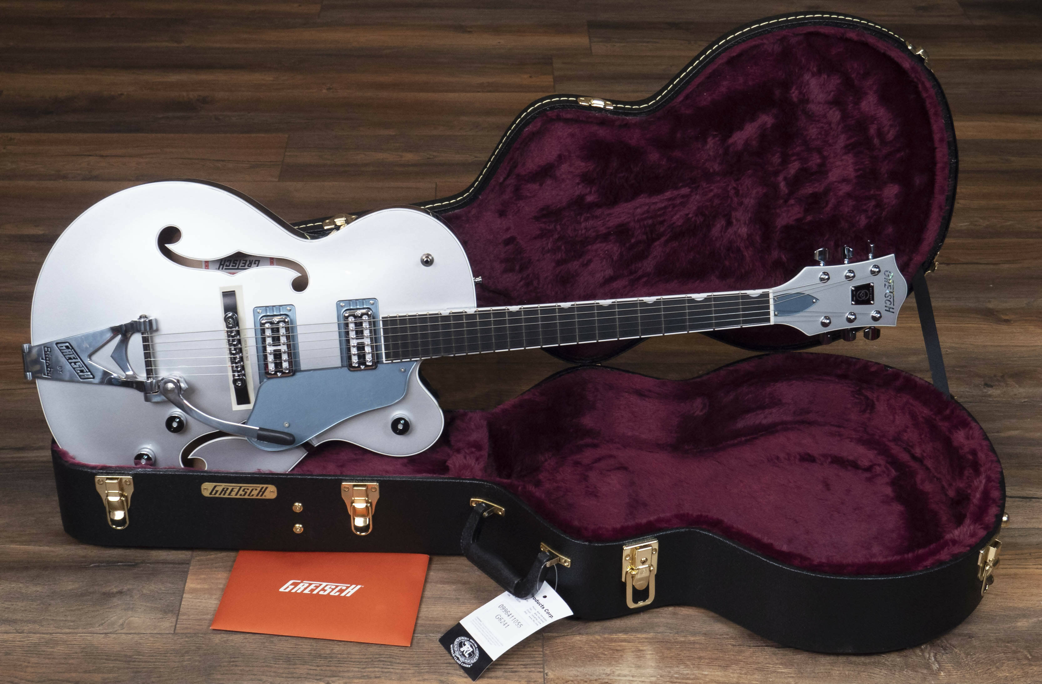 Gretsch G6118T-140 LTD 140th Double Platinum Anniversary with String-Thru Bigsby, Ebony Fingerboard, Two-Tone Pure Platinum/Stone Platinum