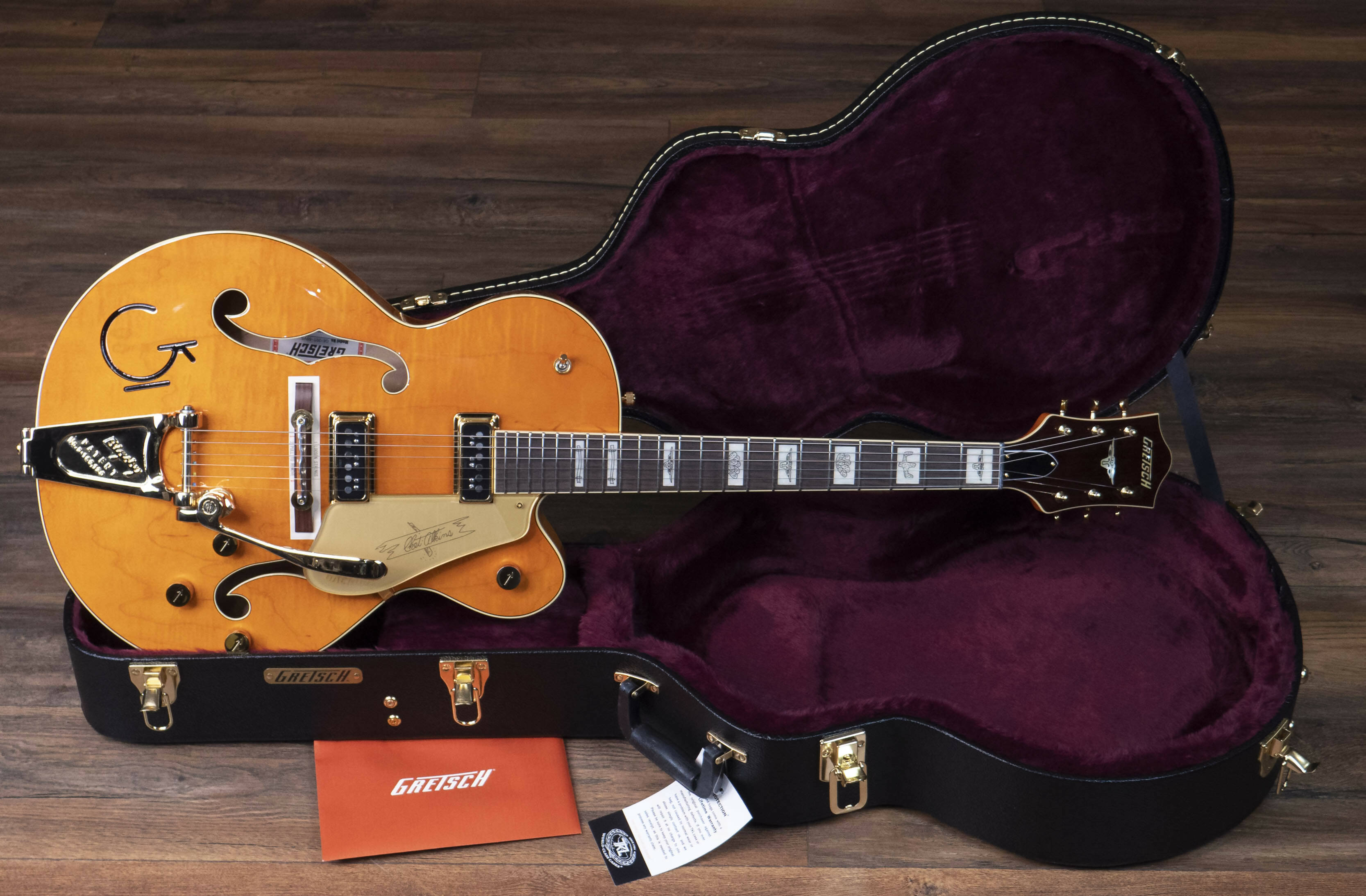 Gretsch G6120T-55 Vintage Select Edition '55 Chet Atkins Hollow Body with Bigsby, TV Jones, Vintage Orange Stain Lacquer